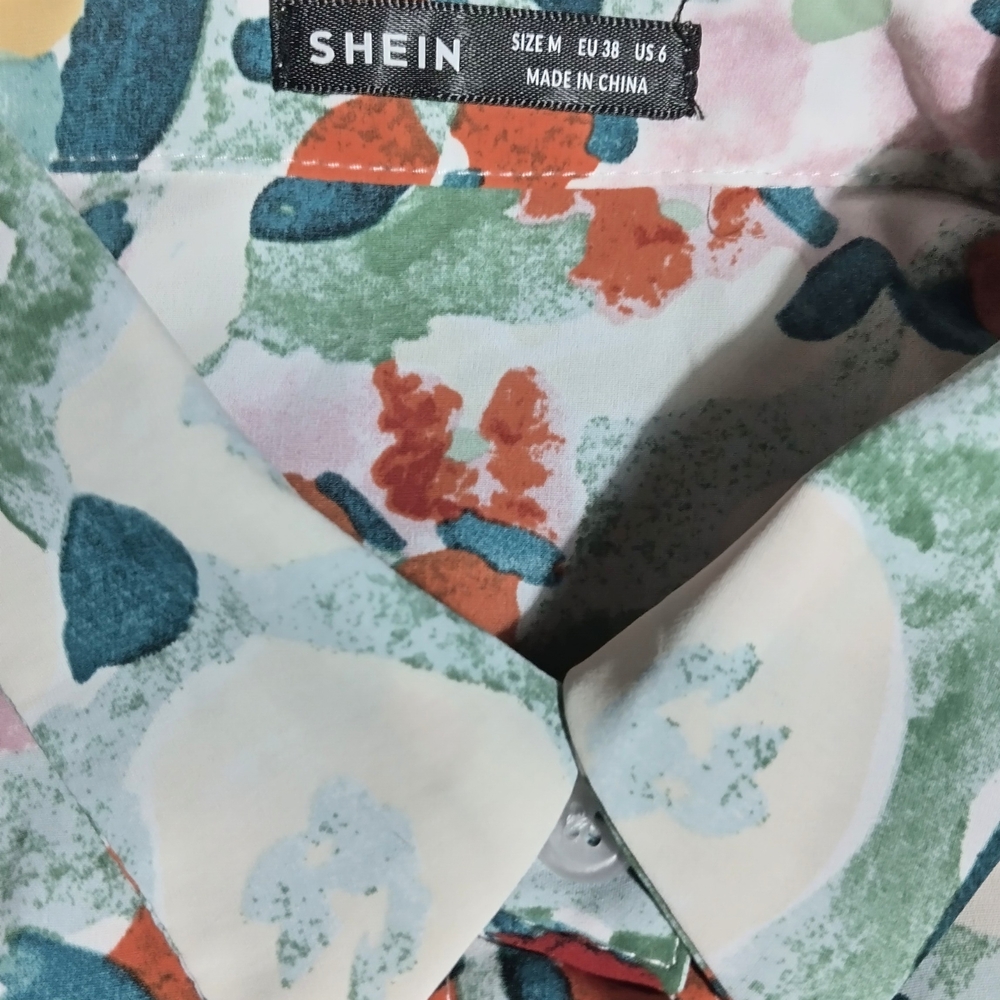 SHEIN Multicolor Floral Blouse, Satin Feel, Size M, NWOT